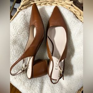 Escada genuine dark brown leather 2.5 in block heel